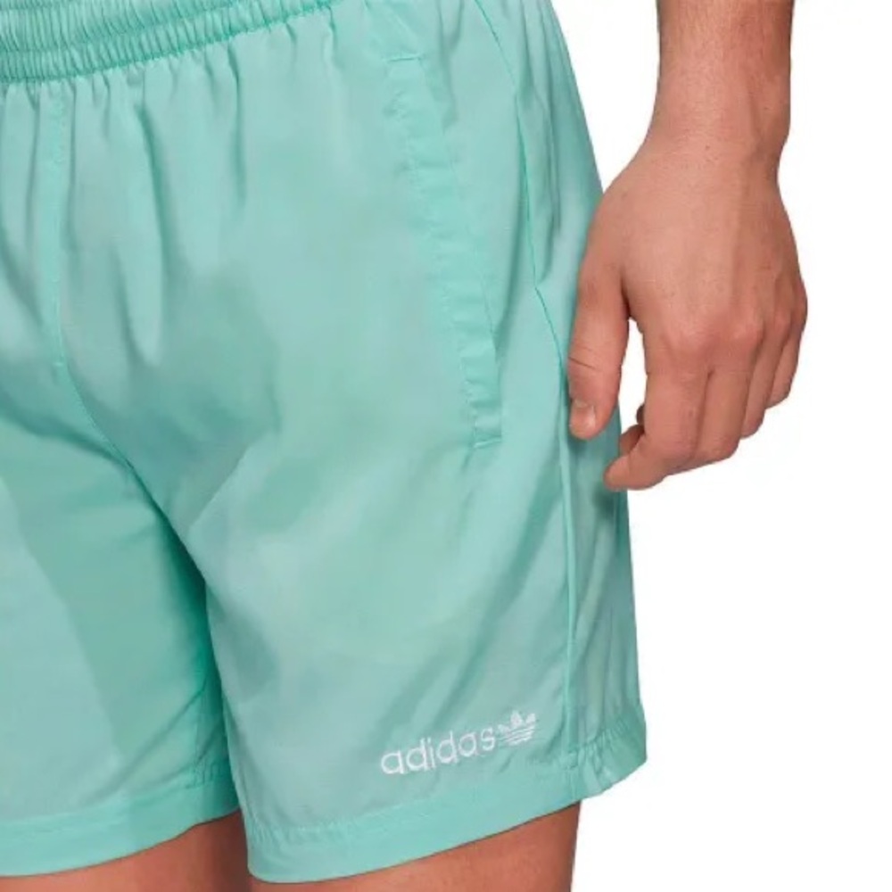 Adidas Pastel Teal Swimshorts Size Medium Attached Mesh Liner & Pockets NWT